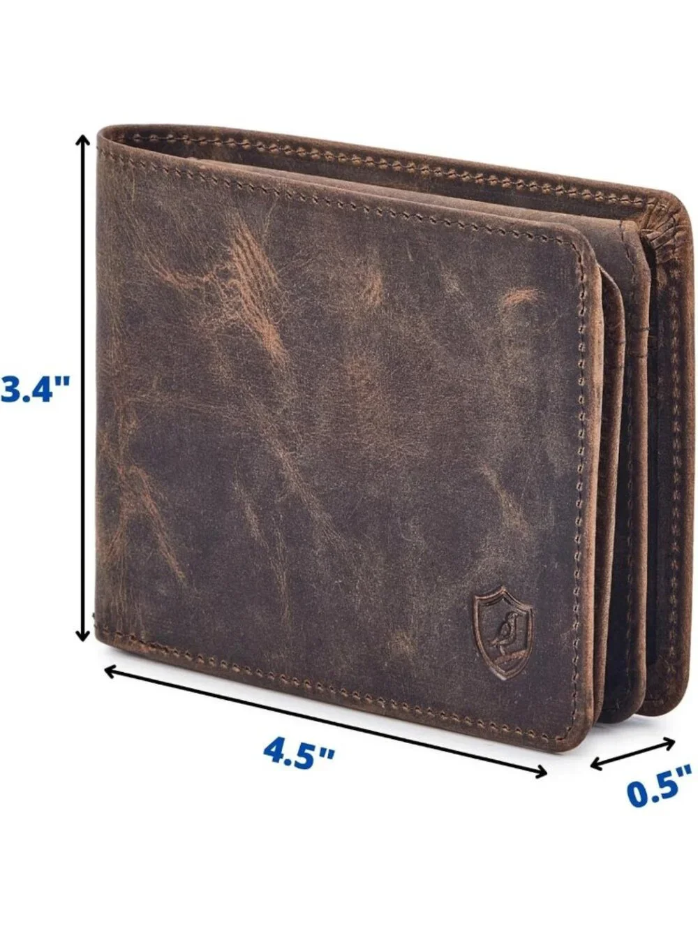 Slim Bifold Leather Wallet for Men, RFID Blocking, High Capacity, 2 ID Windows